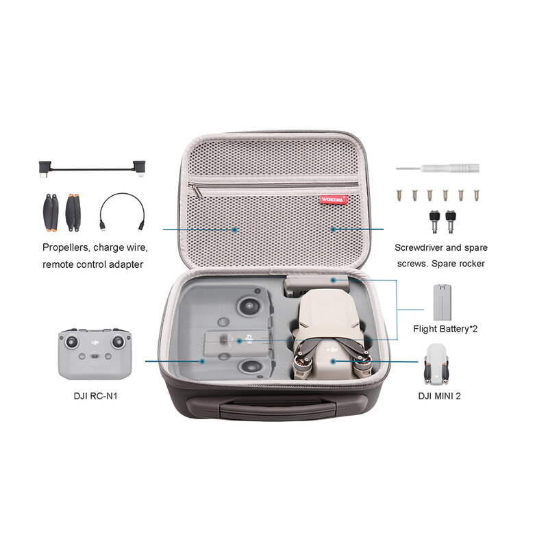 Bolsa de almacenamiento de PU para DJI Mini 2/Mini 2 SE, estuche de transporte, batería de Control remoto, bolso de cuerpo de Dron, accesorios de Dron