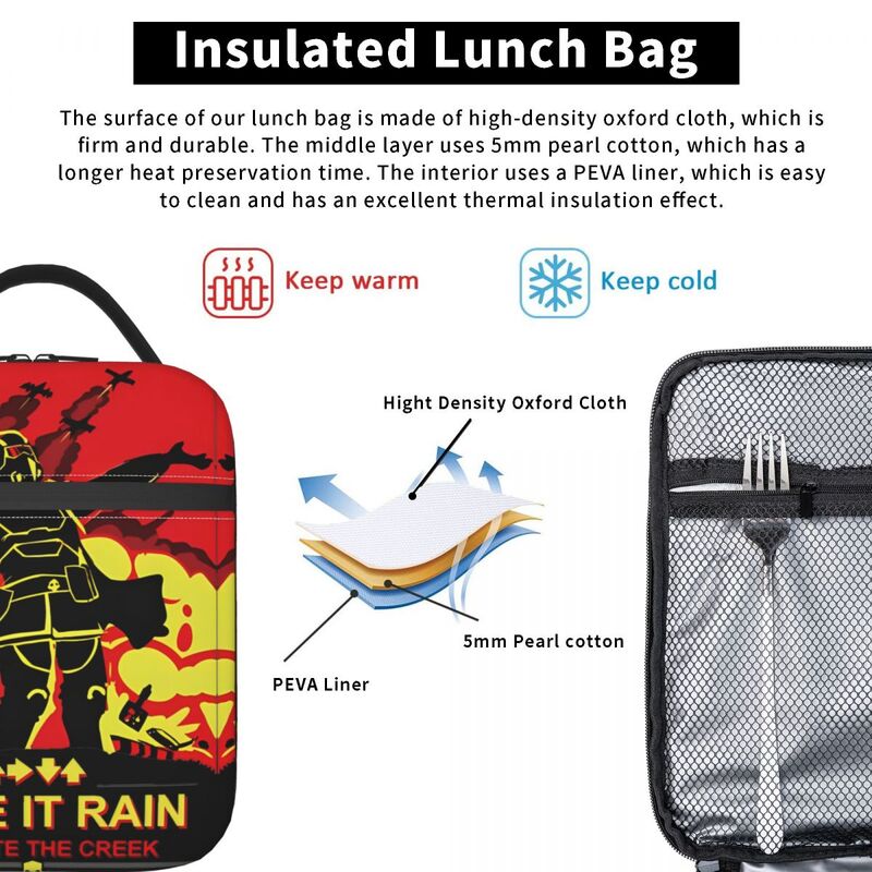 Hellbugs 2 Make It Rain Liberate The Creek bolsa de almuerzo aislada, bolsa térmica reutilizable, caja de almuerzo portátil, escuela al aire libre