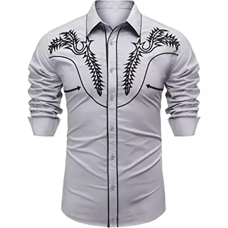 Мужская Повседневная рубашка в западном стиле, новый костюм из высококачественного материала, большие размеры, весна-лето, Мужская одежда для вечеринки