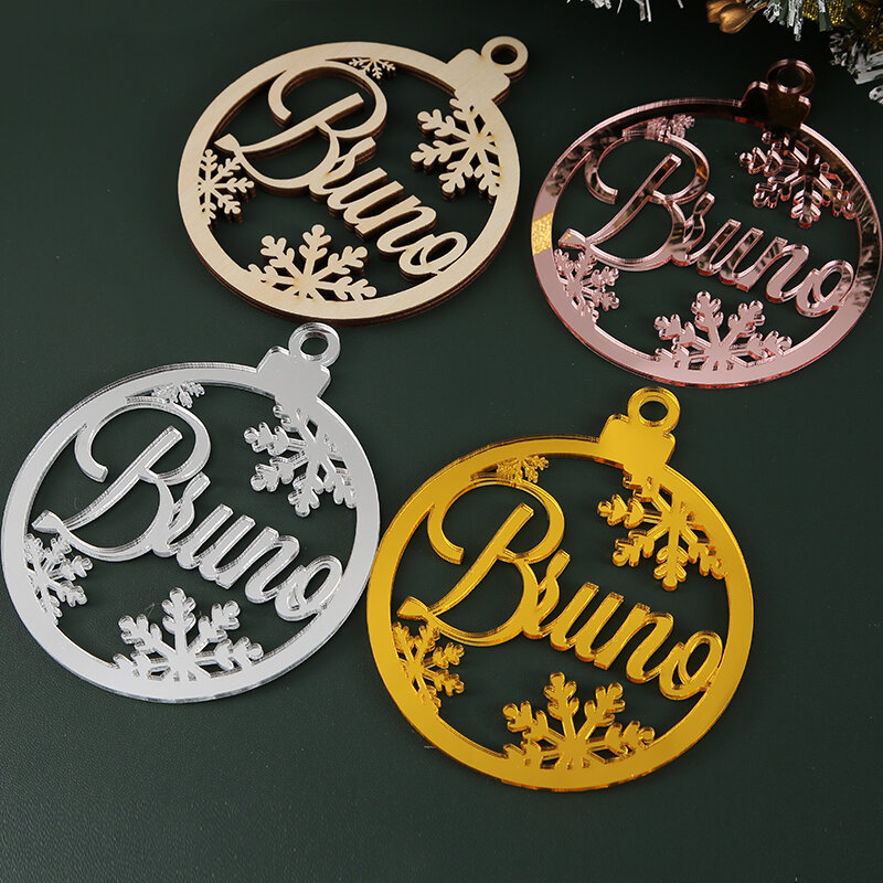 Adornos personalizados para árbol de Navidad, etiquetas de regalo personalizadas con nombres cortados con láser, decoración de nombre