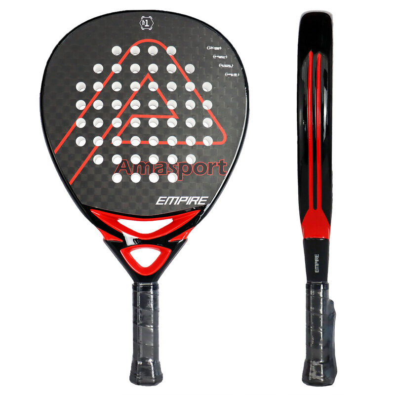 AMASPORT-raqueta de tenis PRO para hombre, paleta de fibra de carbono, superficie 3D suave, EVA 12K, importada del Reino Unido