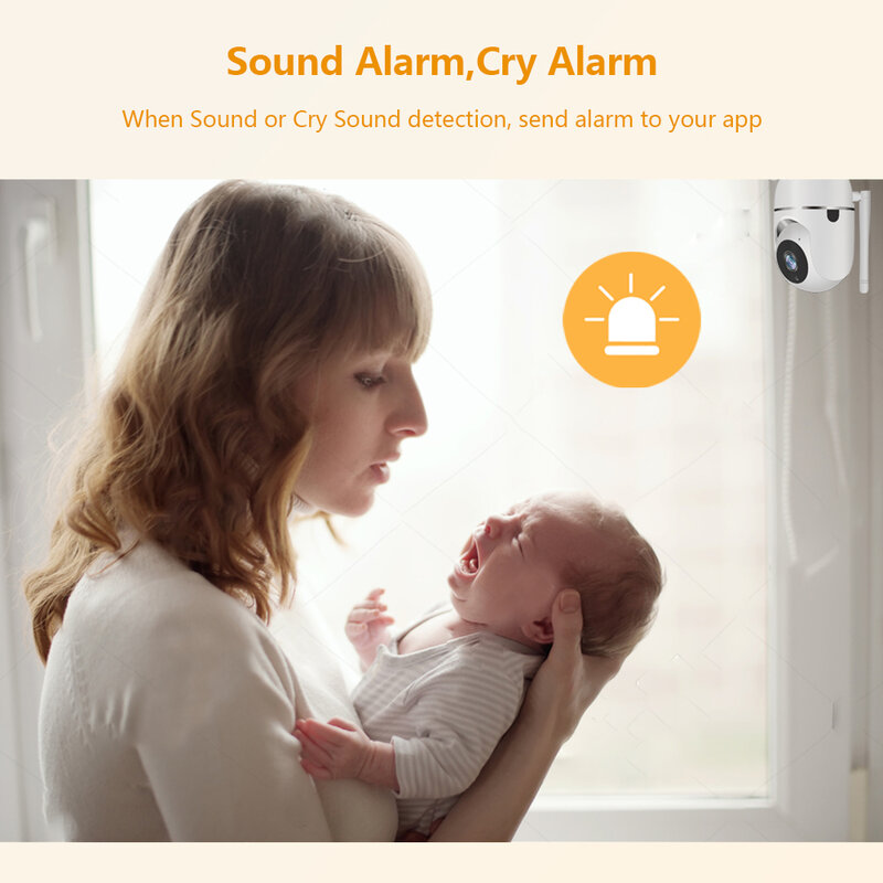 Monitor de bebé con alarma de llanto, cámara IP con WiFi, cámara de vídeo para niñera, visión nocturna, cámara inalámbrica de videovigilancia CCTV de 2MP