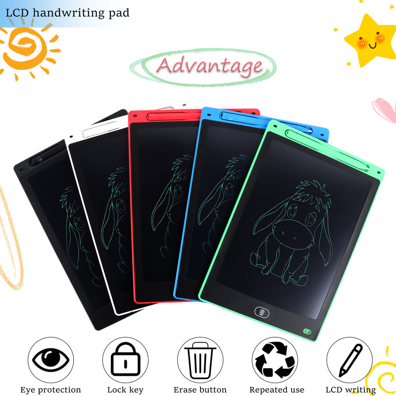 Tableta de dibujo LCD de 12/8, 5/4, 4 pulgadas para niños, herramientas de pintura, tablero de escritura electrónica, almohadilla de escritura a mano educativa