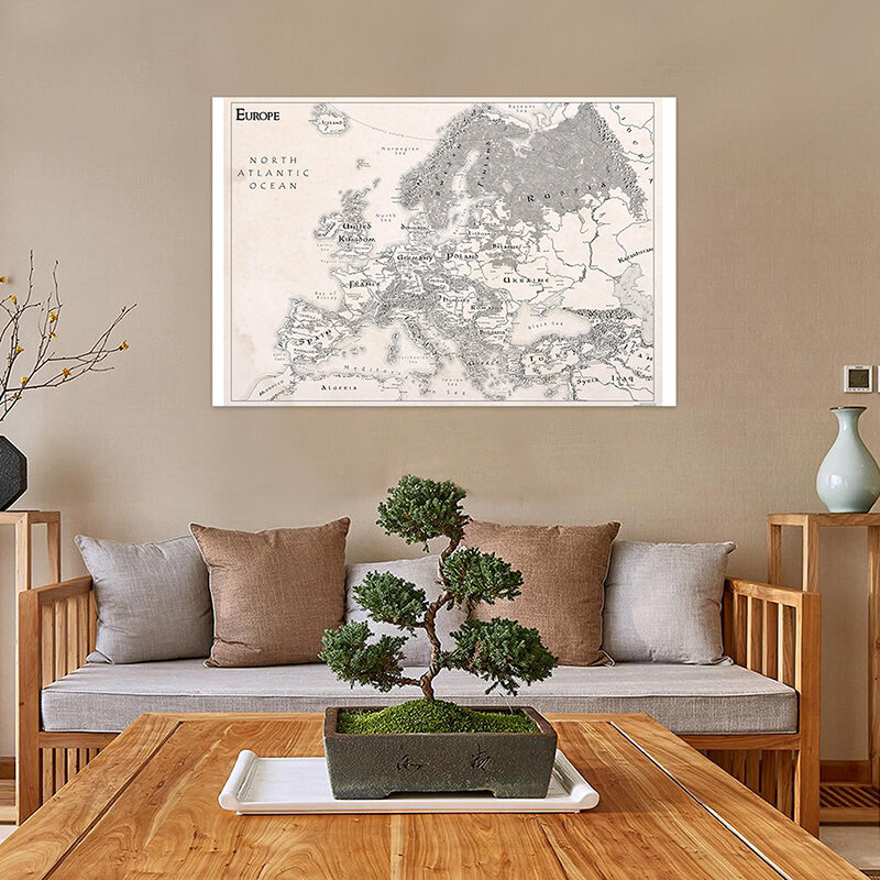 Mapa europeu do vintage 120*80cm não-tecido cartaz da arte da tela sem moldura imprime escritório casa decoração sala de aula material escolar