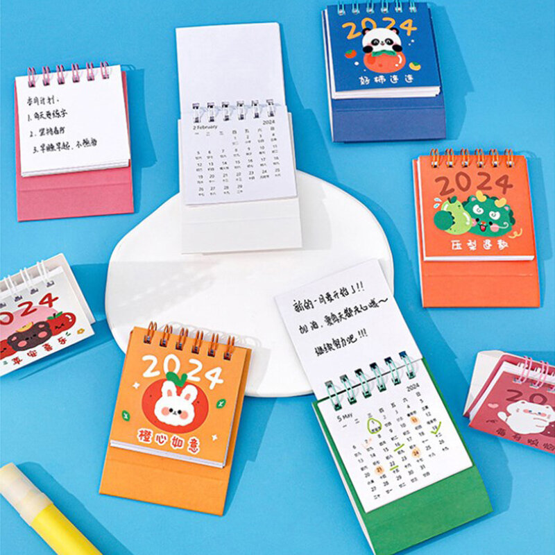 Mini Calendario de escritorio para invitados, planificador diario bonito, de pie, adorno de escritorio, suministros de oficina, 2024