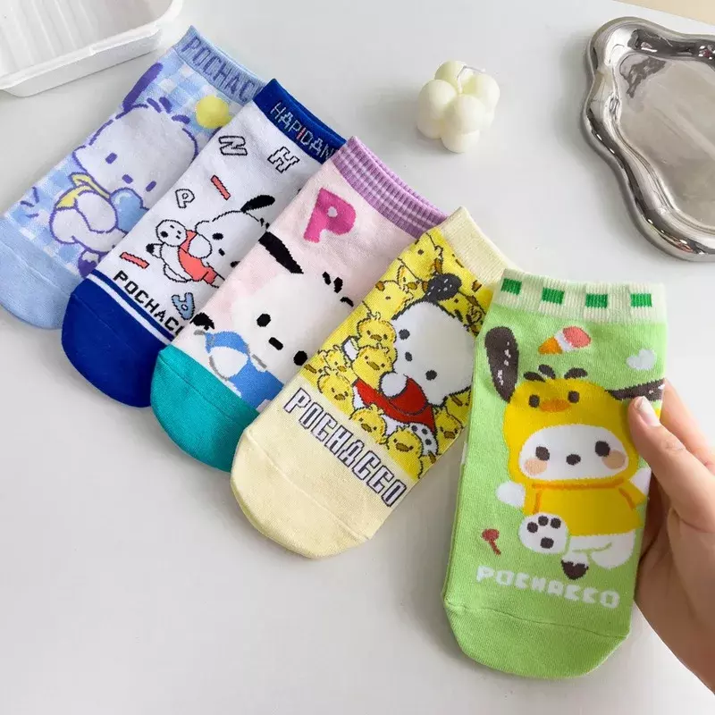 Носки Kawaii Sanrio аниме Hello Kitty Kuromi весна-лето милые носки с героями мультфильмов милые хлопковые домашние теплые носки для девочек