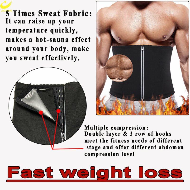 LAZAWG Waist Trainer for Men Sauna Belt Slimming Shaper Tummy Control Strap Sweat Shapewear Workout Shaper Corset
