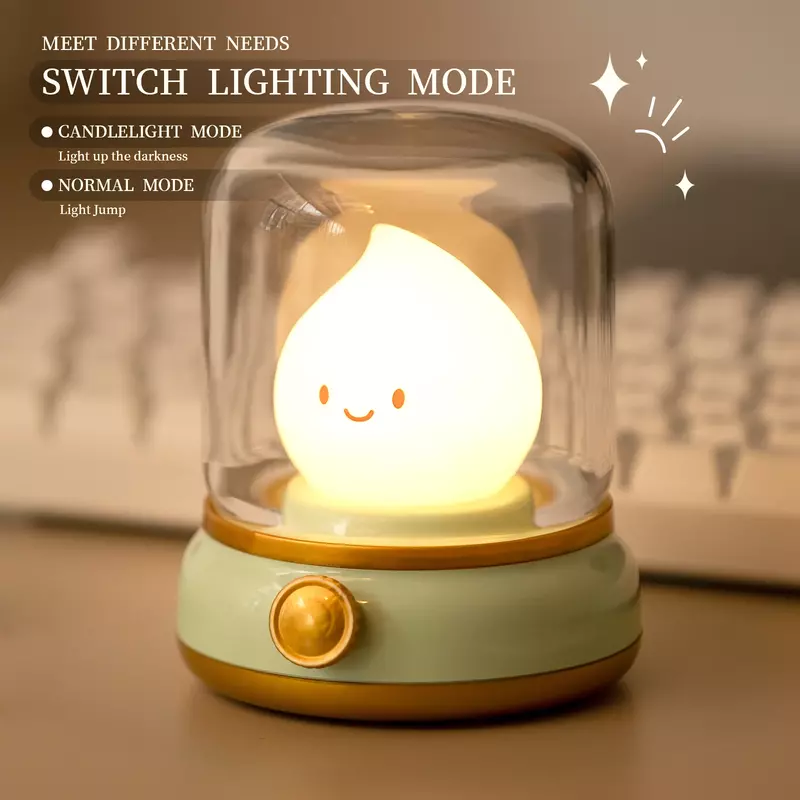 Lámpara de queroseno con forma de vela, luz nocturna LED recargable por USB para dormitorio, regalo creativo para niños, Lámpara decorativa de escritorio