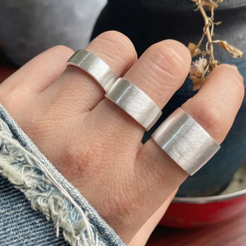 Anillos geométricos de Plata de Ley 925 para mujer, joyería brillante con forma de corazón, moda coreana Simple, anillo abierto Ajustable hecho a mano, regalos para pareja