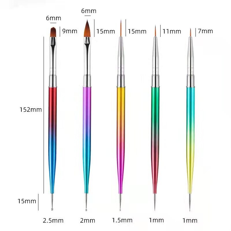 5/20 pz Nail Art pennello Design punta pittura disegno intaglio punteggiatura penna FlatFan Liner Gel acrilico smalto UV strumenti per Manicure