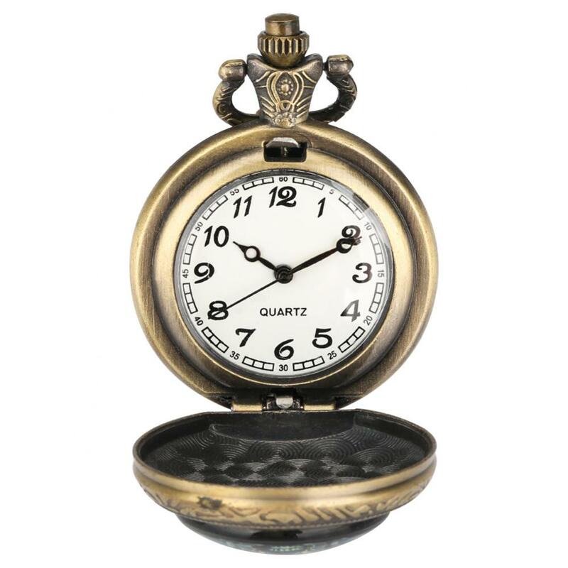 Reloj de Anime de bronce de tamaño mediano, colgante de cabina telefónica azul, reloj de bolsillo de cuarzo, regalos de Cosplay para fanáticos con cadena de collar de 80cm