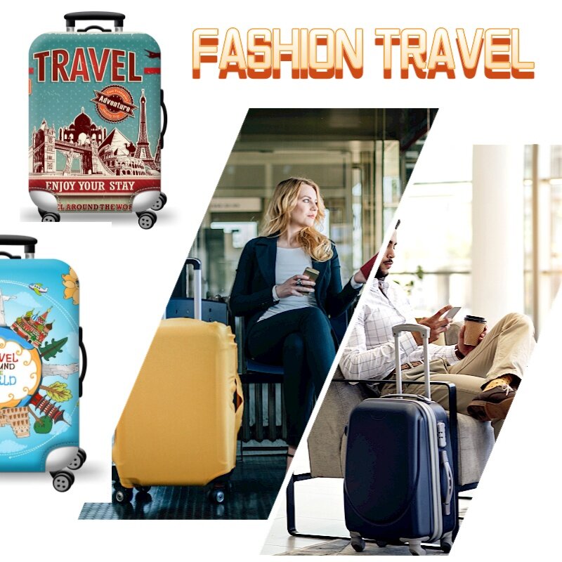 Grossa Elástica Mapa do Mundo Capa Protetora de Bagagem, Zipper Suit para 18-32 "Bag Suitcase Covers, Trolley Acessórios de Viagem