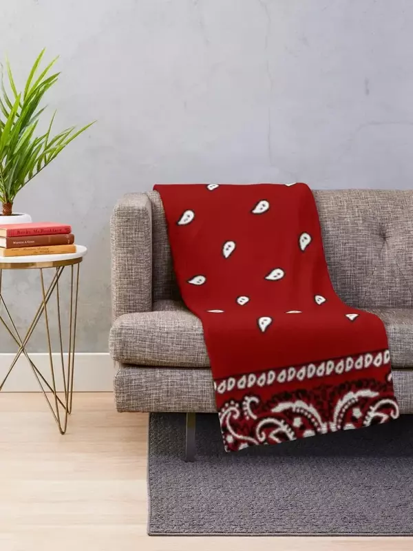 Manta de franela con diseño de bandana roja, sofás grandes Fluffys