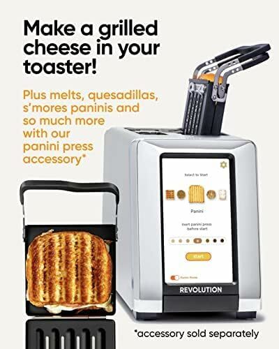 R180S High-Speed Touchscreen Toaster, 2-Slice Smart Toaster with Patented InstaGLO Technology & Revolution Toastie Panini Press