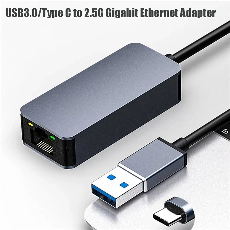 Проводной адаптер 2500 Мбит/с, USB Type-C, Ethernet на RJ45, 2,5 ГГц, USB 3,0