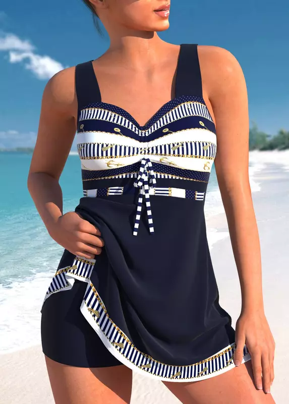 2023 pakaian renang pantai seksi wanita Tankini dua potong pakaian renang cetak Tankini pantai mode musim panas Set pakaian renang wanita