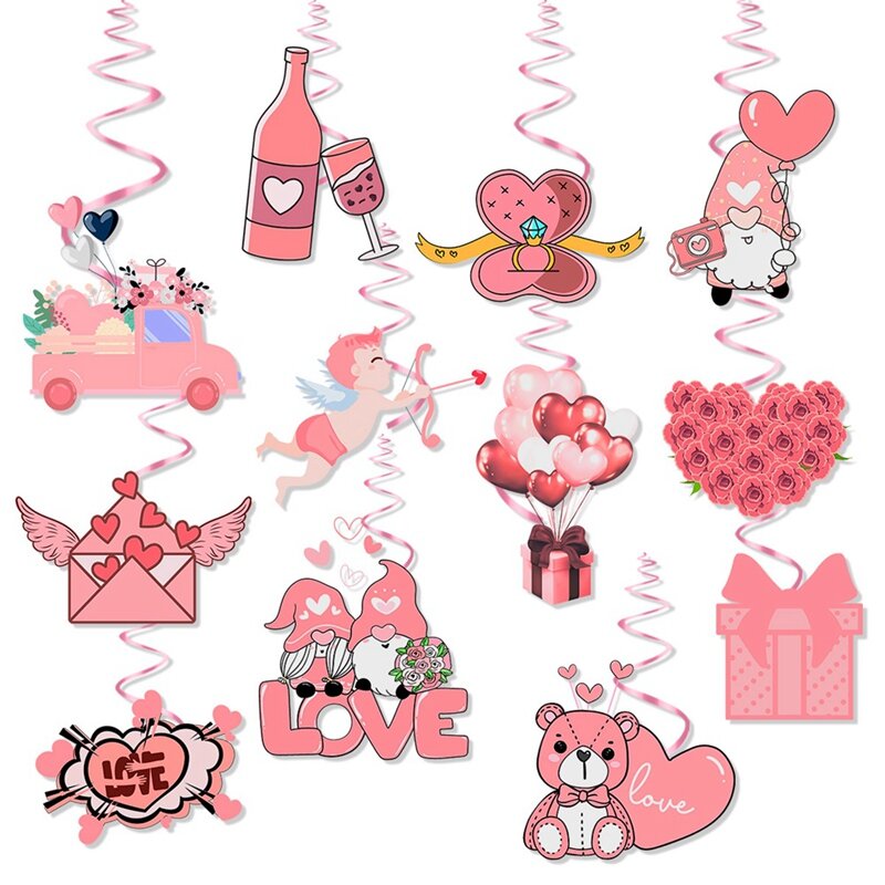 2024 Valentijnsdag Spiraalvormige Charme Amerikaanse Valentijnsdag Liefde Pijl En Boog Feestdecoratie Bedels Duurzaam Eenvoudig Te Installeren