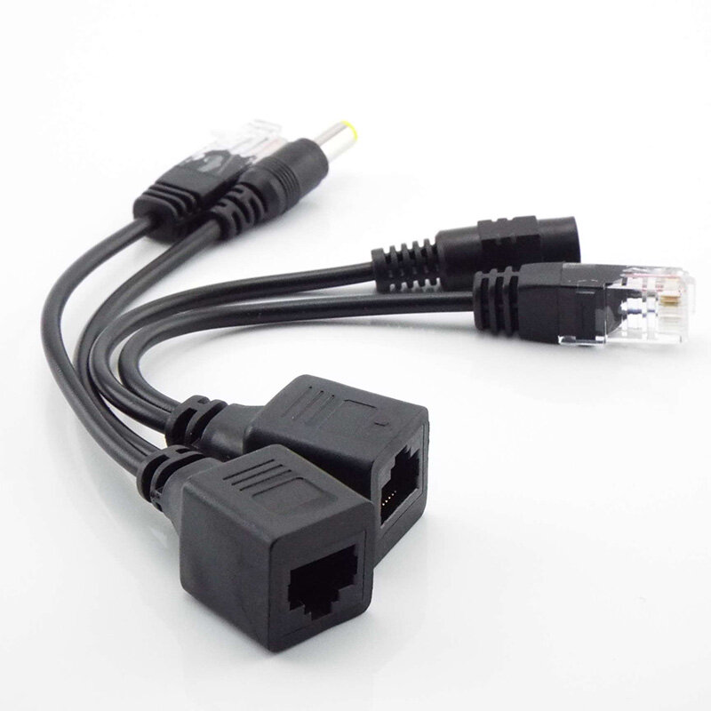 PoE Splitter Switch สายเคเบิลอะแดปเตอร์12V ชุดหัวฉีด POE สายเคเบิลสำหรับกล้อง CCTV 5.5*2.1mm