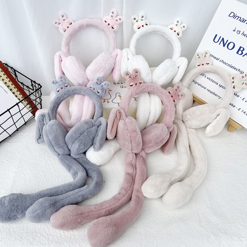 Winter Warm Moving Earmuffs Funny Toys Headwear Earmuff Earflap Animal Earflap Hat Cute Rabbit Shape Earwarmer