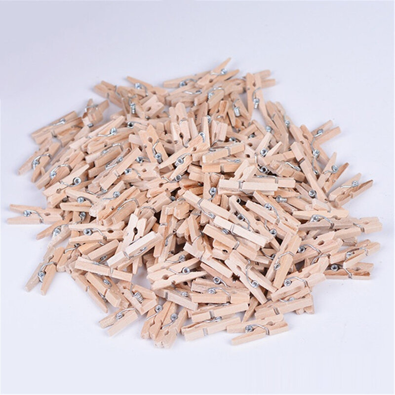 50Pcs Very Small Mine Size 25mm Mini Natural Wooden Clips for Photo Clips Clothespin Craft Decoration Clips Pegs