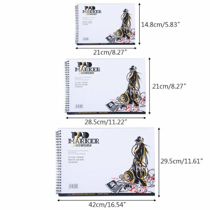 34 листа A3/A4/A5 профессиональная маркерная бумага спиральный эскиз блокнот книга живопись Прямая поставка