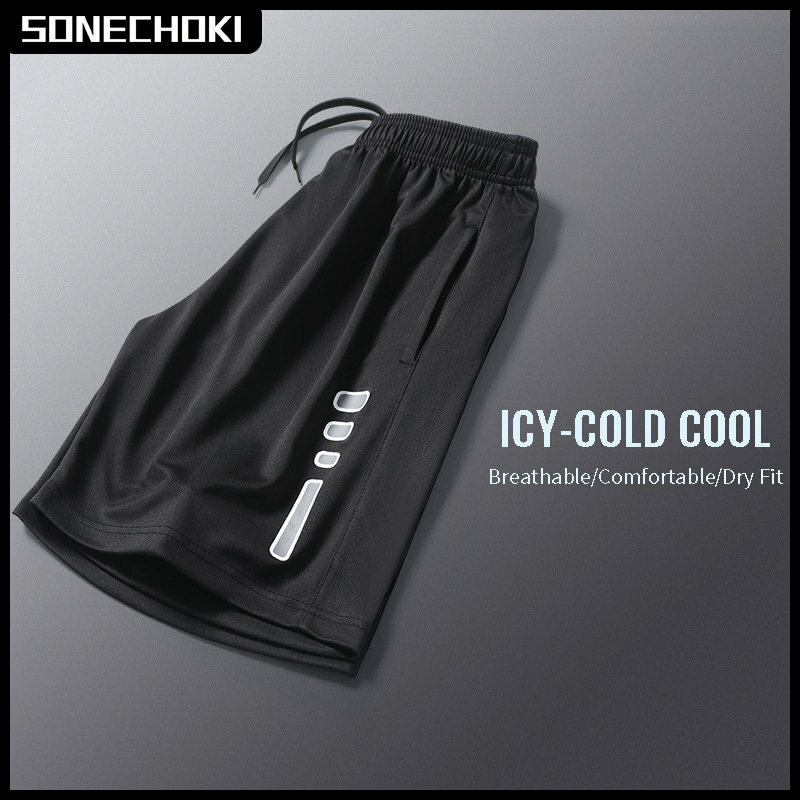 SONECHOKI-pantalones cortos para correr para hombre, Shorts transpirables con estampado a rayas, holgados, para baloncesto, gimnasio, entrenamiento físico