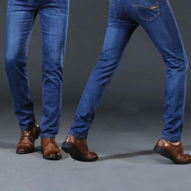Fajne długie spodnie letnie wiosenne dżinsy, solidne szwy męskie spodnie dżinsowe długie spodnie w jednolitym kolorze odzież męska