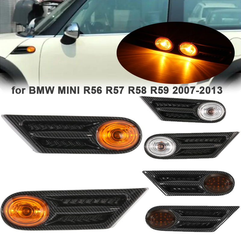 Lampu penanda samping LED mobil lampu sein kuning lampu kedip untuk BMW MINI R56 R57 R58 R59 2007-2013