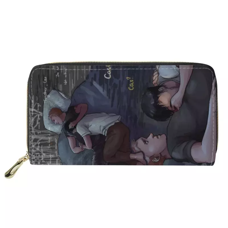 Carteira de couro feminina com estampa sobrenatural, porta-cartão de crédito com zíper, bolsa de mão feminina, nova moda, 2023