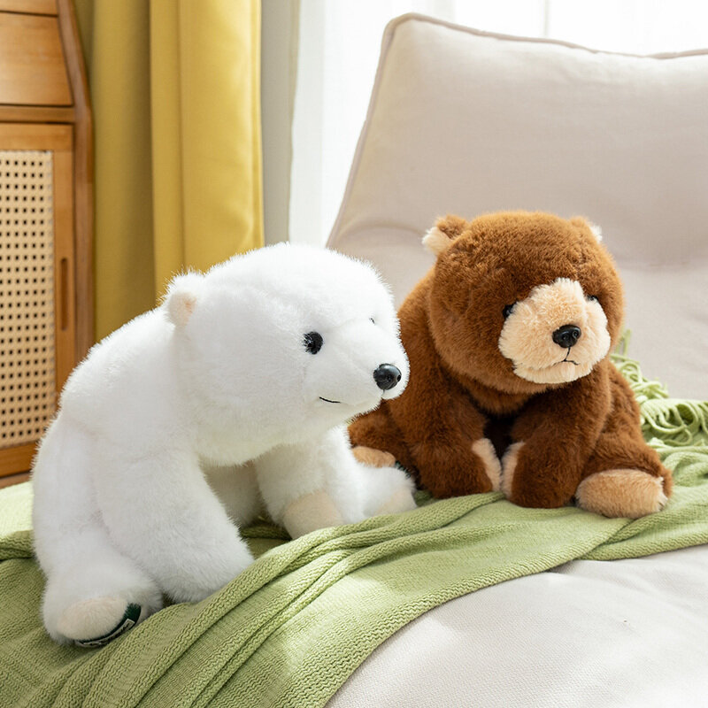 Urso pardo brinquedo de pelúcia, travesseiro macio, boneca de pano polar animal, decoração do quarto fofo recheado, presente de aniversário, 30-65cm