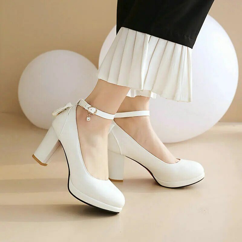 Girls High Heel Shoes Mary Janes Lolita Women Platform Pumps Shoes Fashion Bowknot Wedding Party Princess Shoes Pink Size 31-43