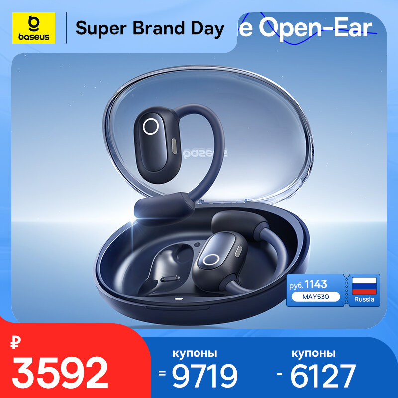 Baseus-Eli Sport 1 Open Ear Headphones, OWS Bluetooth 5.3 Fones De Ouvido Sem Fio, Fones De Condução De Ar, Bass Sound Sports Earbuds