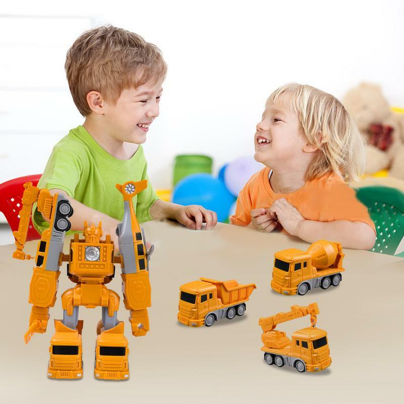 Figura de acción de Robot, vehículo de construcción de transformación magnética, coche ensamblado de ingeniería, juguete transformable