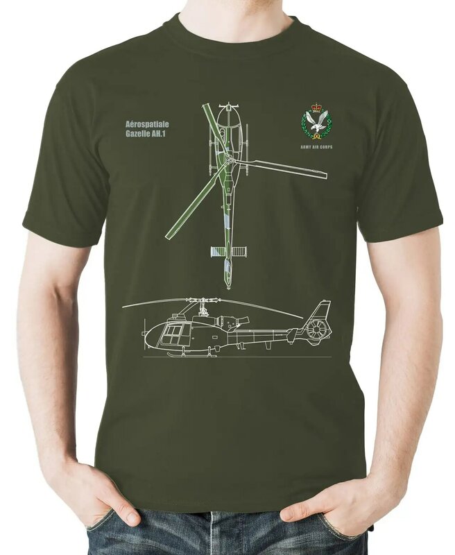 Kaus helikopter Army Air Korps Westland Gazelle AH.1 kaus 100% katun leher-o lengan pendek kasual pria ukuran S-3XL musim panas