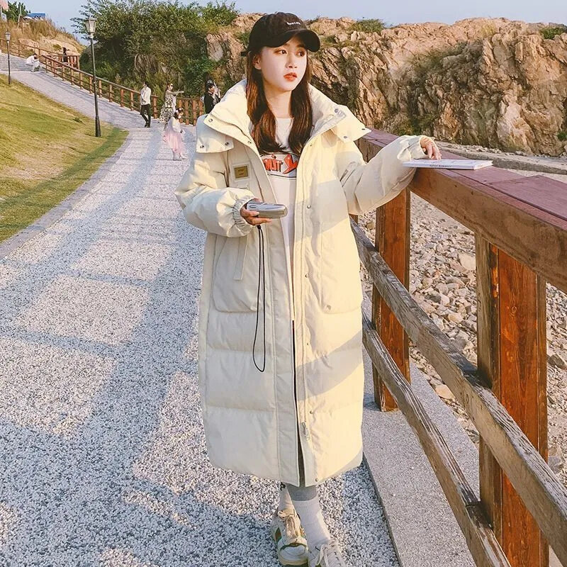 여성 후라이드 스트리트 다운 코튼 코트, 루즈한 중간 길이 디자인, 작은 느낌, 한국 소프트 코튼 코트, 겨울 2023 신상