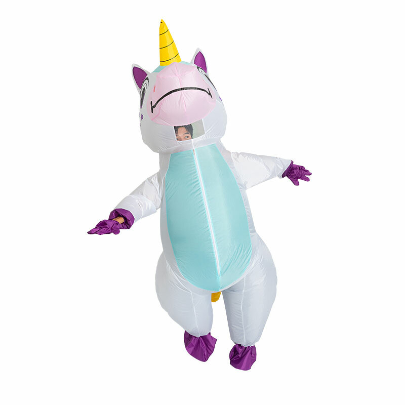 อะนิเมะ Inflatable ยูนิคอร์นเครื่องแต่งกายสีชมพูเต็มรูปแบบ Unicorn ชุดคอสเพลย์กับ Blower ตลกเครื่องแต่งกายวันฮาโลวีนสำหรับผู้ใหญ่