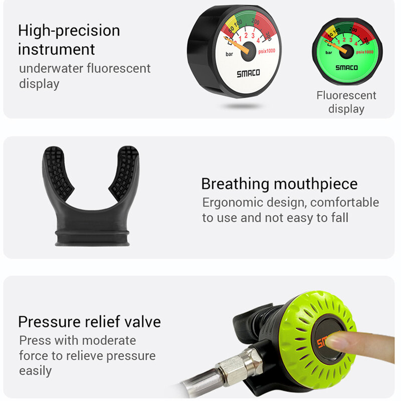 SMACO S400Pro Mini sprzęt do nurkowania butla z tlenem zbiornik powietrza respiratora z możliwością wielokrotnego napełniania zestaw zbiorników zawiera torbę
