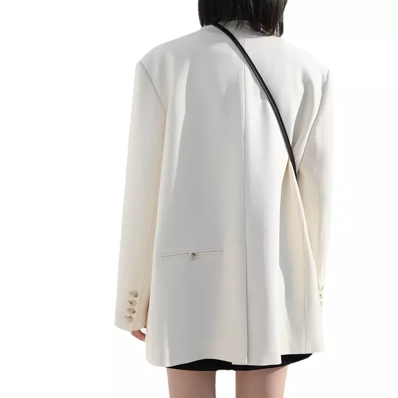 Женский офисный блейзер с длинным рукавом, Двубортный повседневный пиджак средней длины, верхняя одежда, 2021