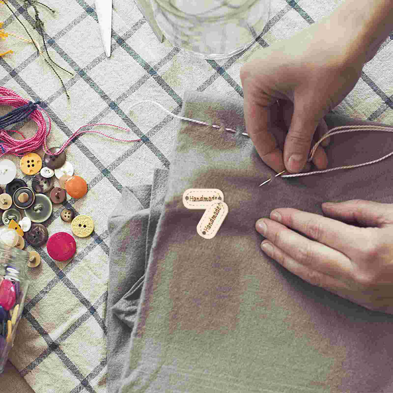 200 pezzi adesivi fatti a mano accessori bottone in legno abbigliamento etichette per cucire bottoni bambino