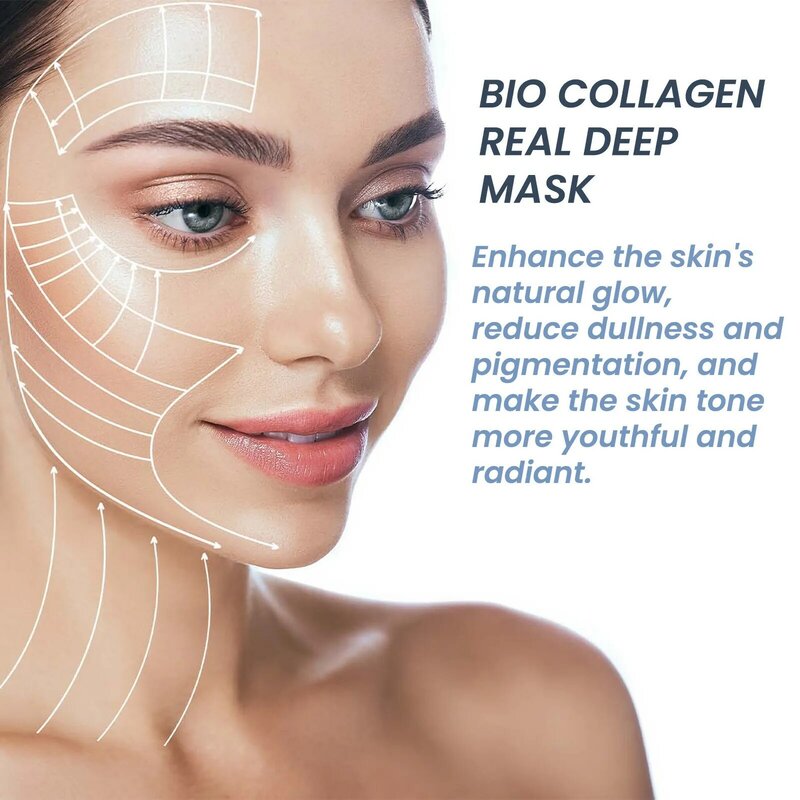 Bio collagene maschera per il viso rimozione della linea Fine restringere i pori idratante rinfrescante schiarente rassodante Lift nutrire il prodotto per la cura della pelle