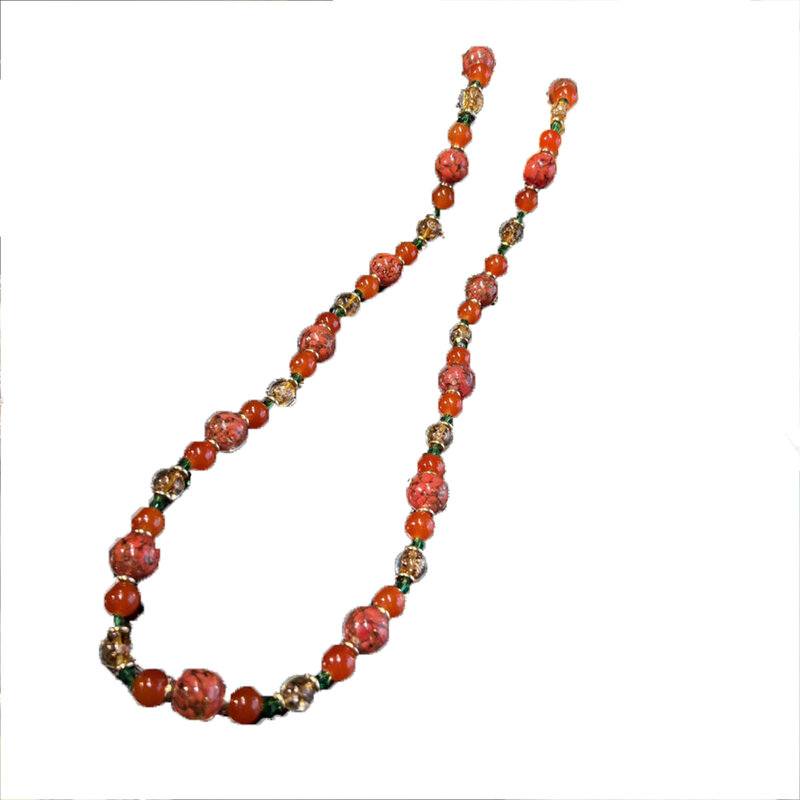 Handmade Red Glass Beads Gargantilha para Mulheres e Meninas, Vintage Temperamento Colar, Festa Jóias Presente, Atacado