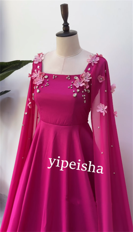 Трикотажное блестящее бальное платье на день рождения с аппликацией · длинные платья с квадратным вырезом на заказ