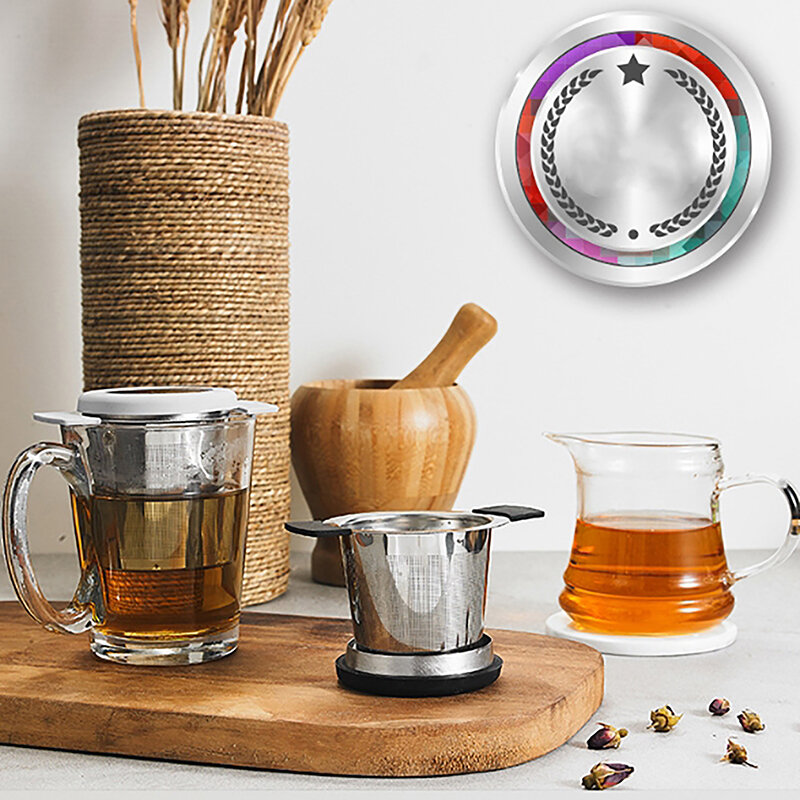 Cestello per infusore per tè riutilizzabile in acciaio inossidabile colino per tè a rete Fine con coperchio con manici filtri per tè e caffè per foglie di tè sfuse