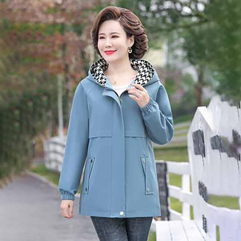 Manteau à capuche décontracté pour femme d'âge moyen, style occidental, grande taille, tendance, printemps et automne, 5XL