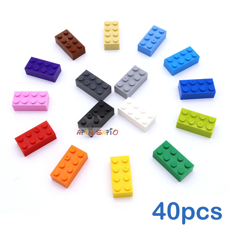 40 pezzi di spessore 2x4 blocchi di costruzione fai da te figure mattoni punti dimensioni Creative educative compatibili con 3001 giocattoli di plastica per bambini