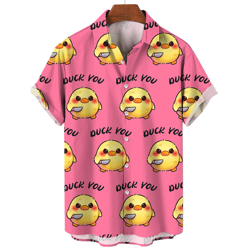 Camisa engraçada de grandes dimensões solta masculina, 3D animal pato estampa, tops de manga curta, roupas casuais, camiseta de verão, alta qualidade