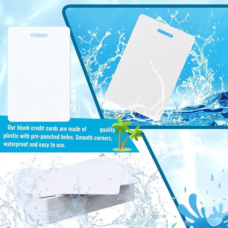 Kartu PVC putih kartu PVC dengan Slot Punch, standar CR80 30Mil cetak plastik foto ID lencana kartu bisnis vertikal