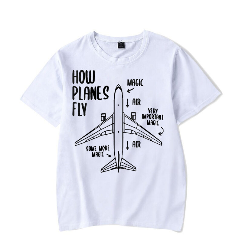 How Planes Fly Engineer Pilot Airplane T-Shirt Men Short Sleeves Oversized Hip Hop Streetwear Novelty Luminous T Shirts Top Tees