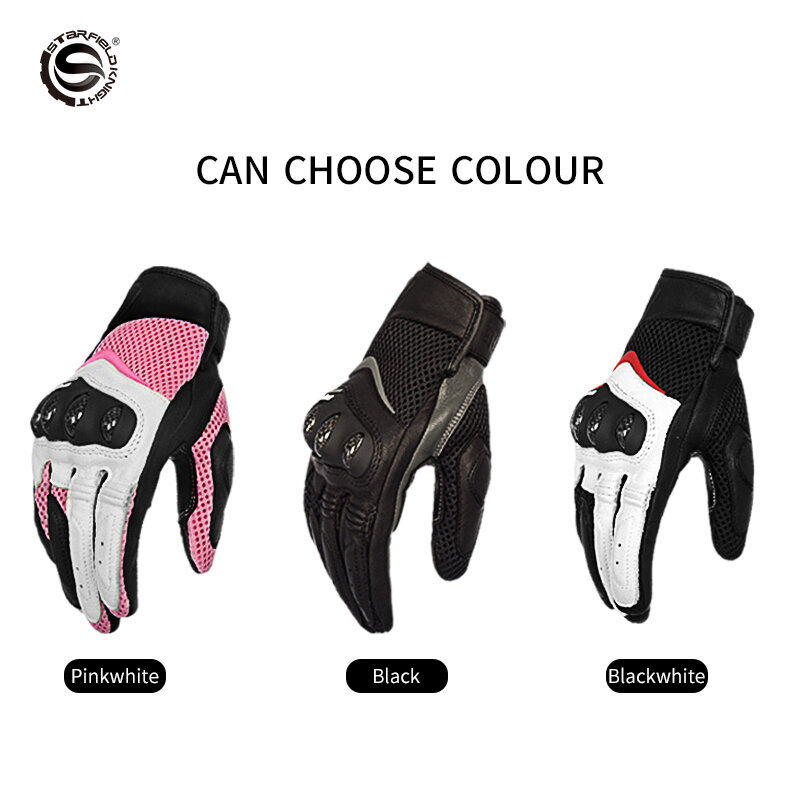 SFK-guantes transpirables de piel de cabra auténtica para mujer, manoplas antideslizantes resistentes al desgaste para Moto, equipo de carrera para montar, Verano