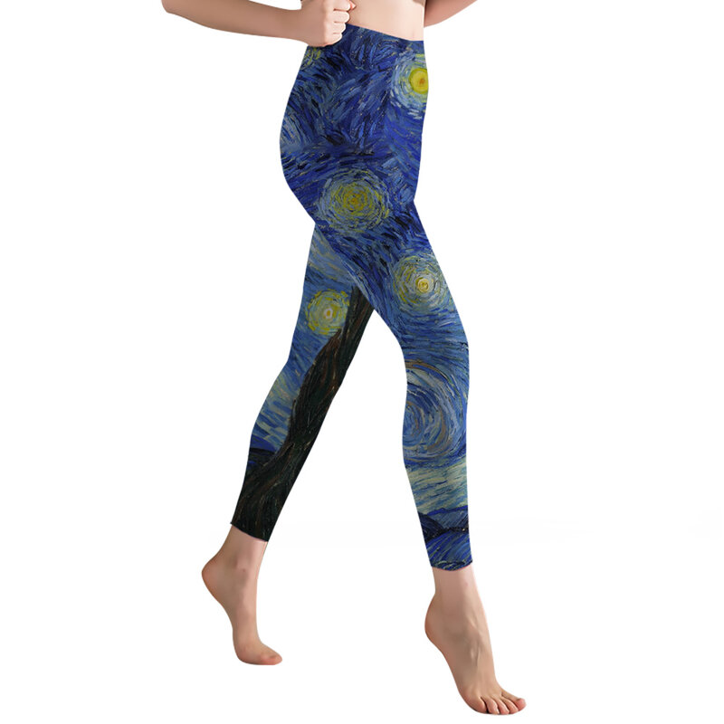 CLOOCL-mallas deportivas para mujer, pantalones con estampado 3D de Van Gogh, para gimnasio, Yoga, envío directo